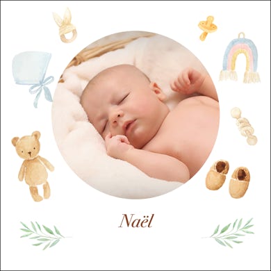 Fairepart naissance amusant coloré 